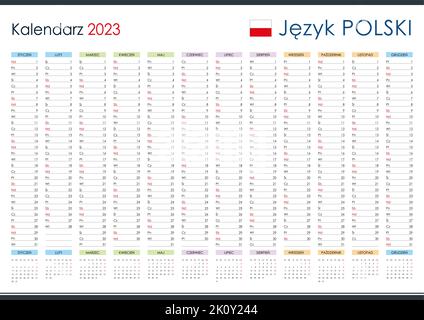 Kalender auf Polnisch für 2023. Jahresplaner und Veranstalter 