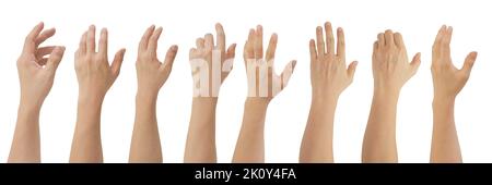 Gruppe von männlichen Händen Gesten isoliert auf weißem Hintergrund enthalten Clipping-Pfad. Stockfoto