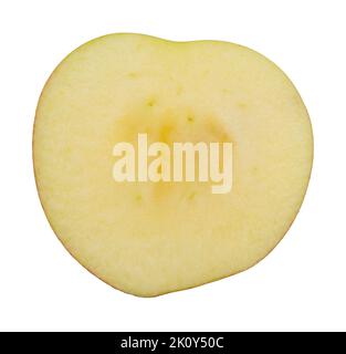 Draufsicht auf eine frische Scheibe Galaapfel isoliert auf weißem Hintergrund. Stockfoto
