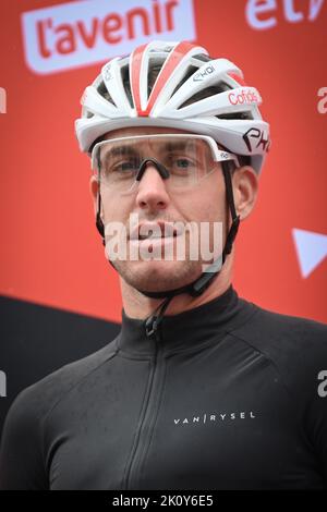 Namur, Belgien. 14. September 2022. Die belgische Jelle Wallays von Cofidis beim Start des eintägigen Radrennens Grand Prix de Wallonie (199,6km) von Blegny zur Citadelle de Namur, in Namur, Mittwoch, 14. September 2022. BELGA FOTO DAVID STOCKMAN Kredit: Belga Nachrichtenagentur/Alamy Live News Stockfoto