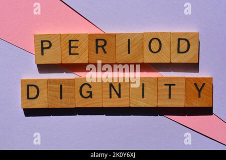 Epoche würde, Wörter in hölzernen Buchstaben Alphabet isoliert auf Hintergrund Stockfoto