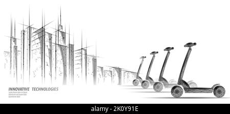 Elektroroller Low-Poly-Design. Eco Mikromobilität Transport Last-Mile Problemlösung. Pick-up Roller-Sharing-Verleih-System. E-Scooter Urban Stock Vektor