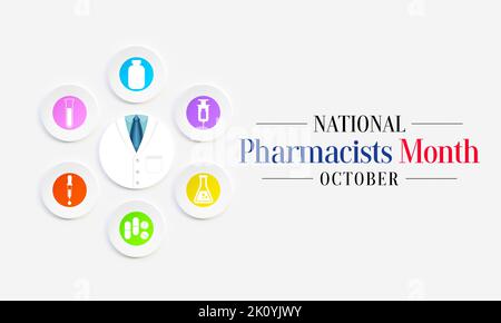 Der National Pharmacists Month wird jedes Jahr im Oktober beobachtet, um die Beiträge der Apotheker zur Gesundheitsversorgung anzuerkennen und die positiven Auswirkungen zu teilen Stockfoto