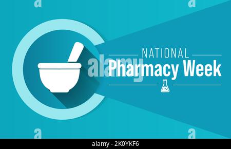 Die National Pharmacy Week wird jedes Jahr im Oktober durchgeführt, um Ihre Patienten und Kollegen auf die lebenswichtige Rolle der Apotheker aufmerksam zu machen Stock Vektor