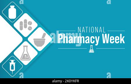 Die National Pharmacy Week wird jedes Jahr im Oktober durchgeführt, um Ihre Patienten und Kollegen auf die lebenswichtige Rolle der Apotheker aufmerksam zu machen Stock Vektor