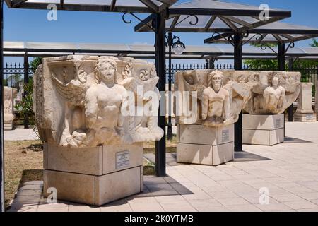 Im Inneren Museum der griechischen Hierapolis Pamukkale Archäologische Stätte, Pamukkale, Denizli, Türkei Stockfoto