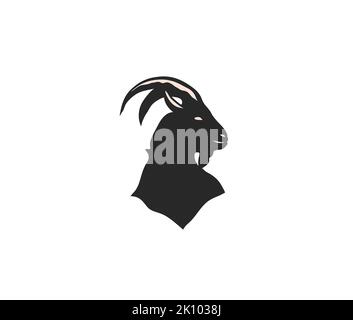 Hand gezeichnet Vektor abstrakt Stock flach Grafik Illustration mit Logo Element der magischen Ziege Kopf Silhouette Kunst im einfachen Stil für Branding, isoliert Stock Vektor