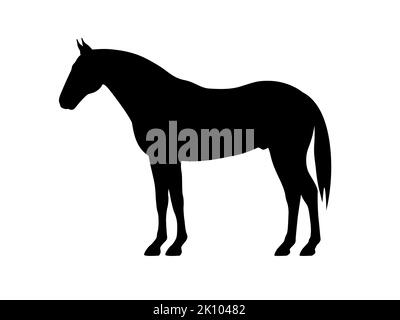 Silhouette eines Pferdes. Vektor-Illustration von schwarzem Pferd Silhouette Zeichen isoliert auf weiß. Logo-Symbol Seitenansicht, Profil. Stock Vektor