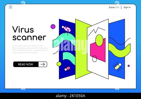 Virenscanner – Banners im farbenfrohen, flachen Design Stock Vektor