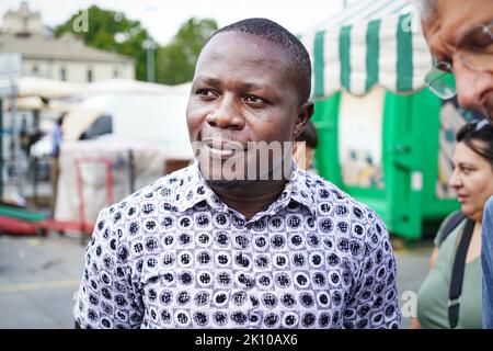 Edward Mukiibi, ein in Uganda geborener Landwirt, Erzieher und Sozialunternehmer, wurde zum Präsidenten von Slow Food ernannt. Turin, Italien - September 2022 Stockfoto