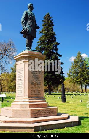 Eine Statue zu Ehren von General Humphreys Pennsylvania Division befindet sich auf einem Militärfriedhof im Bürgerkrieg in Fredericksburg, Virginia Stockfoto