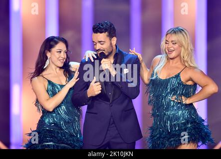 Köln, Deutschland. 14. September 2022. Giovanni Zarrella tritt beim Deutschen Fernsehpreis 2022 auf. Die zweitägige Verleihung des Deutschen Fernsehpreises geht mit einer Primetime-Show weiter. Quelle: Marius Becker/dpa/Alamy Live News Stockfoto