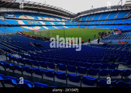 Manchester, Großbritannien. 14. September 2022. Innenansicht des Etihad Stadions während des UEFA Champions League Spiels Manchester City gegen Borussia Dortmund im Etihad Stadium, Manchester, Großbritannien, 14.. September 2022 (Foto von Conor Molloy/News Images) Credit: News Images LTD/Alamy Live News Stockfoto