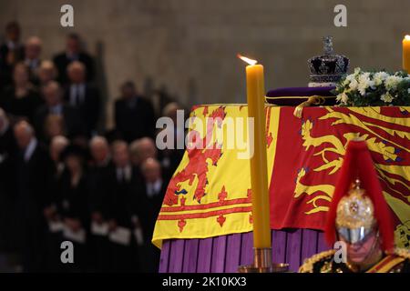 London, Großbritannien. 14.. September 2022. FOTO:JEFF GILBERT Ankunft des Coffins Ihrer Majestät Königin Elizabeth II. Im Palast von Westminster am Mittwoch, 14. September 2022. Kredit: Jeff Gilbert/Alamy Live Nachrichten Stockfoto