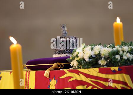 London, Großbritannien. 14.. September 2022. FOTO:JEFF GILBERT Ankunft des Coffins Ihrer Majestät Königin Elizabeth II. Im Palast von Westminster am Mittwoch, 14. September 2022. Kredit: Jeff Gilbert/Alamy Live Nachrichten Stockfoto