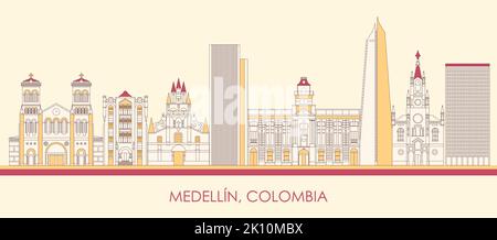 Cartoon Skyline Panorama der Stadt Medellin, Kolumbien - Vektor-Illustration Stock Vektor