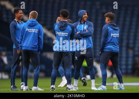 West Bromwich, Großbritannien. 14. September 2022. Die Spieler von Birmingham City kommen vor dem Sky Bet Championship Spiel West Bromwich Albion gegen Birmingham City im Hawthorns, West Bromwich, Großbritannien, 14.. September 2022 (Foto von Gareth Evans/News Images) in West Bromwich, Großbritannien am 9/14/2022. (Foto von Gareth Evans/News Images/Sipa USA) Quelle: SIPA USA/Alamy Live News Stockfoto