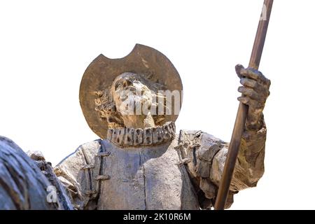 Detail des Kopfes der Statue von Don Quixote Stockfoto