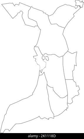 Weiße flache leere Vektor-Verwaltungskarte von BREMERHAVEN, DEUTSCHLAND mit schwarzen Grenzlinien seiner Bezirke Stock Vektor