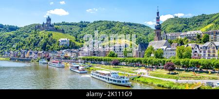 Blick über Cochem, Mosel, Deutschland Stockfoto