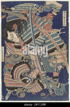 Vechtene helden, Katsushika Hokusai, 1827 - 1832 Farbholzschnitt, H 353mm × w 241mm Ort: Rijksmuseum Stockfoto