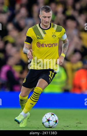 Manchester, Großbritannien. 14. September 2022. Marco Reus #11 von Borussia Dortmund während des UEFA Champions League-Spiels Manchester City gegen Borussia Dortmund im Etihad Stadium, Manchester, Großbritannien, 14.. September 2022 (Foto von Conor Molloy/News Images) in Manchester, Großbritannien am 9/14/2022. (Foto von Conor Molloy/News Images/Sipa USA) Quelle: SIPA USA/Alamy Live News Stockfoto