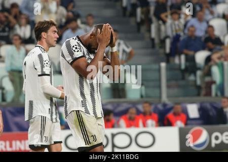 Turin, Italien. 14. September 2022. Allianz Stadium, Turin, Italien, 14. September 2022, Gleison Bremer (Juventus FC) enttäuscht während Juventus FC vs SL Benfica - UEFA Champions League Fußballspiel Credit: Live Media Publishing Group/Alamy Live News Stockfoto