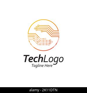 Circuit-Logo für Tech-Unternehmen. Technologie Logo Design Vorlage Symbol Vektor Stock Vektor