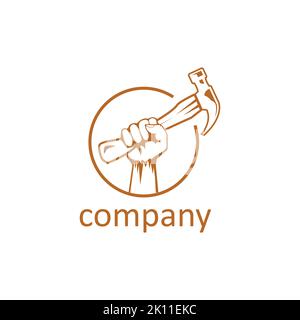 Holz arbeiten Symbol Logo Design. Kreative Ikone für die Schreinerei. Sägewerk mit Baumdarstellung für Holzwerkfirma Stock Vektor