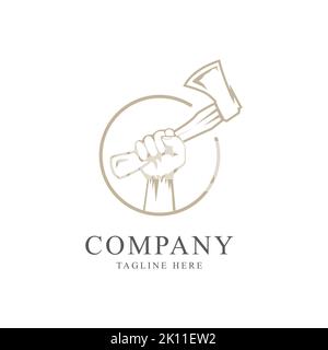 Holz arbeiten Symbol Logo Design. Kreative Ikone für die Schreinerei. Sägewerk mit Baumdarstellung für Holzwerkfirma Stock Vektor