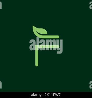 Kreativer Buchstabe F mit Blattlogo-Designvorlage. Bio-Logo Firma mit Anfangsbuchstaben F Stock Vektor