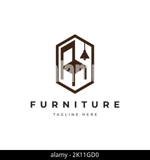 Möbel Logo Design. Symbol und Ikone von Stühlen, Sofas, Tischen und Möbeln Stock Vektor