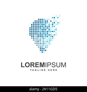 PIN-Punkt mit Pixel-Symbol-Logo-Design-Vorlage Stock Vektor