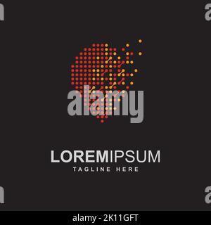 PIN-Punkt mit Pixel-Symbol-Logo-Design-Vorlage Stock Vektor