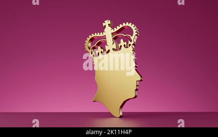 London, Großbritannien - September 2022: Seitenprofil-Silhouette von König Charles III. 3D Rendering Stockfoto