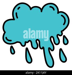 Isolierte farbige 60s groovig regnet Wolke emote Vektor Stock Vektor