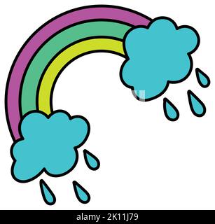 Isolierte farbige 60s groovy Regenbogen emote Graffiti Vektor Stock Vektor