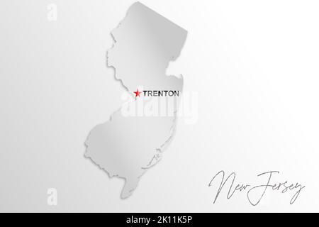 New Jersey Karte isoliert auf weißem Hintergrund, 3D Rendering Stockfoto