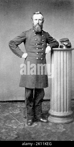 Ein Porträt von Präsident Rutherford Hayes aus dem Jahr 1861 in der Uniform des Bürgerkriegs. Hayes war 20. Präsident der USA. Stockfoto