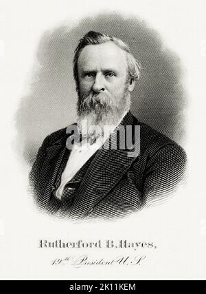 Ein Porträt von Präsident Rutherford Hayes. Hayes war 20. Präsident der USA. Stockfoto