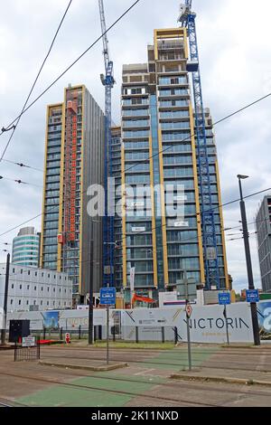 Bau von Wohnwohnungen in New Victoria, Manchester, England, Großbritannien, M3 1WY - Muse Developments Stockfoto