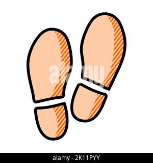 Druck des Schuh-Vektor-Symbols.Schwarzes Vektor-Symbol isoliert auf weißem Hintergrund Druck des Schuhs Stockfoto