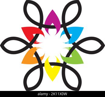 Schwarz verdrahtete bunte Blütenblatt Blume Stock Vektor