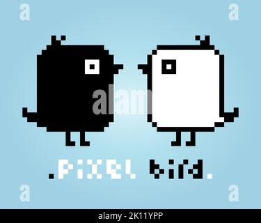 Pixel 8 Bit paar Vogel. Tierische Spielelemente in Vektorgrafik. Stock Vektor