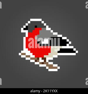 Pixel 8-Bit-Vogel. Tierische Spielelemente in Vektorgrafik. Stock Vektor