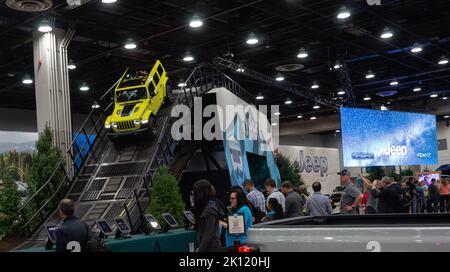14. August 2022, Detroit, Michigan, USA: JEEP ist auf der Detroit Auto Show 2022 zu sehen (Foto: © Alexis Doty/ZUMA Press Wire) Stockfoto