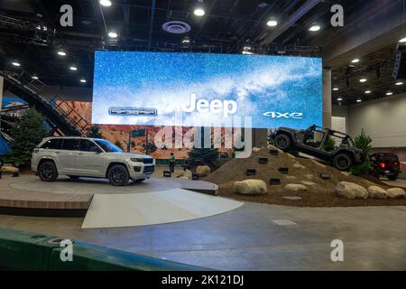 14. August 2022, Detroit, Michigan, USA: JEEP ist auf der Detroit Auto Show 2022 zu sehen (Foto: © Alexis Doty/ZUMA Press Wire) Stockfoto