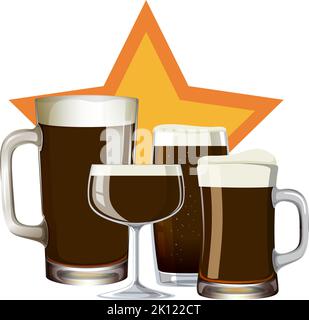 Alkoholgetränk in verschiedenen Gläsern Set Illustration Stock Vektor