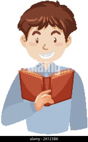 Cartoon flachen Stil eines Mannes Buch Illustration lesen Stock Vektor