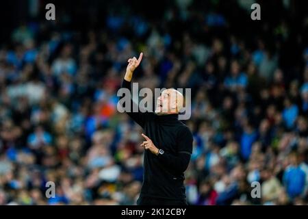 Manchester, Großbritannien 20220914.Manchester City Trainer Pep Guardiola beim Champions League Fußballspiel zwischen Manchester City und Borussia Dortmund im Etihad Stadium. Foto: Fredrik Varfjell / NTB Stockfoto